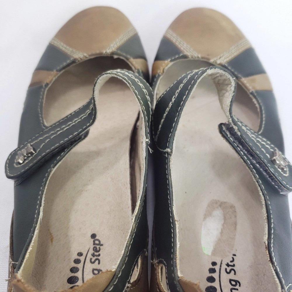 Spring Step  Kingston Tan Teal Leather Mary Jane Comfort Shoes - Picture 6 of 11